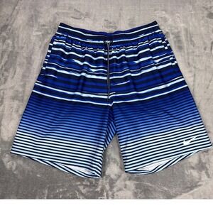 Nike Mens XL Blue Ombre Striped Swim Trunks Board Shorts NESSD545-440